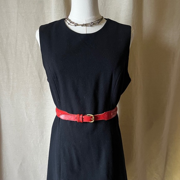 Vintage 90s Eddie Bauer Wool Cashmere Black Midi Dress Made in Hong Kong 8 Tall - Picture 2 of 8